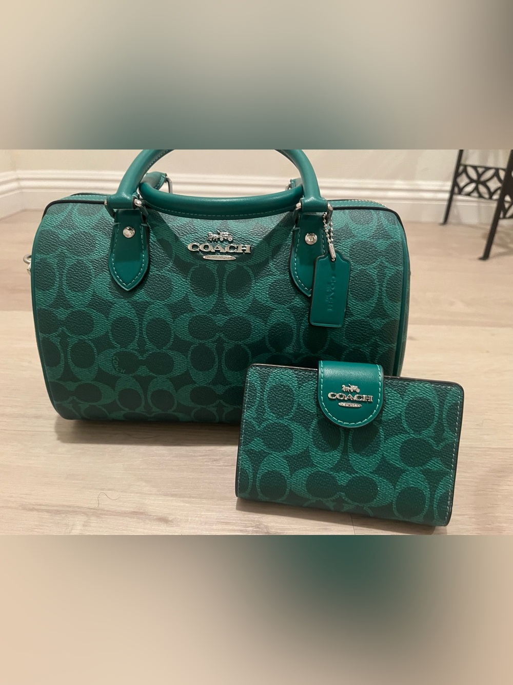 Coach Jade Green Medium Rowan bag *WITH MATCHING WALLET INCLUDED